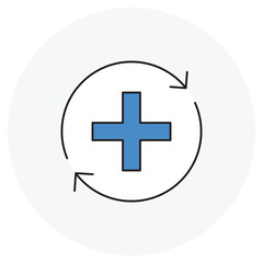 Circular arrow with medical cross Icon, Sustainable Healthcare Cycle, Regenerative Medical Solutions, vector