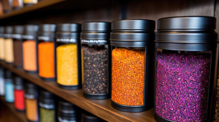 Colorful tea tins in a charming tea shop interior for retail and decor inspiration