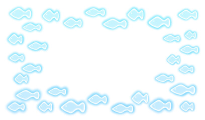 Blue glowing watercolor fish frame