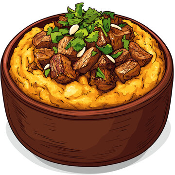 Traditional Mofongo with Chicken and Vegetables