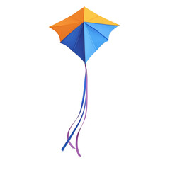 Obraz premium Colorful kite with ribbons on a transparent background. Concept of childhood, summer, and outdoor activities.