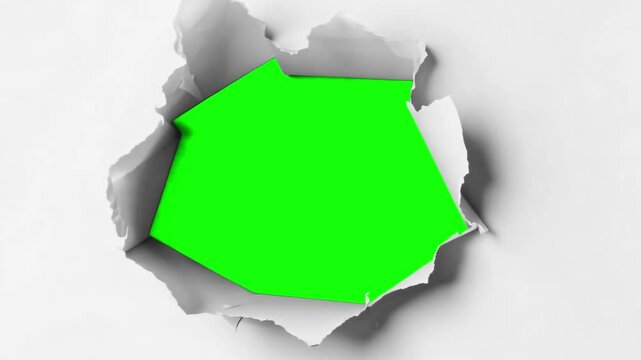 Ripped paper frame live mockup animation, transparent 4K video, green screen