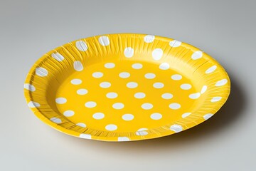 Yellow polka dot disposable paper plate