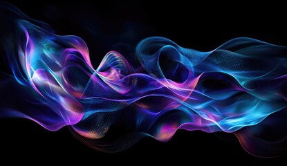 Fototapeta premium Abstract flowing waves of vibrant color on a dark background
