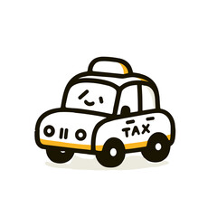 Naklejka premium Cartoon Taxi Cab Icon, Yellow and White, Representing Transportation and City Service with copy space