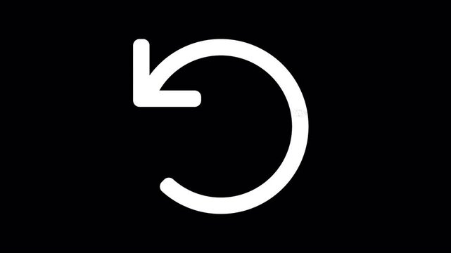 Icon undo is distorted. Glitch. Noise, chromatic aberration, geometric distortion. Transparent background, looped. In-Out looped. Alpha BW at the end