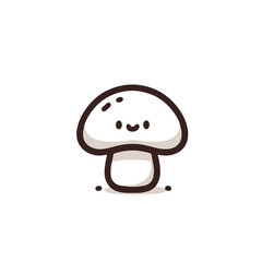 Obraz premium Cartoon Mushroom Icon, White and Brown, Representing Food, Nature, and Fungi with copy space