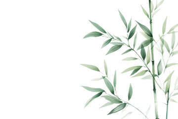 Fototapeta premium Bamboo branches with watercolor texture.