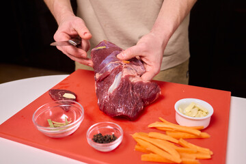 Prepping and Organizing the Ingredients Needed for a Delicious Meal in the Kitchen