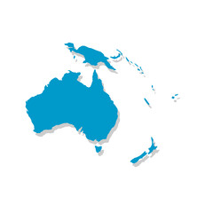 Vector map silhouette of Australia, showcasing its distinct shape and geographical layout. Ideal for educational and design purpose, graphic emphasizes the continent borders without any details.
