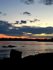 red sunset over the sea
