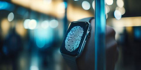 Smartwatch with Biometric Security – Fingerprint Authentication Wearable – Futuristic Smart Device

