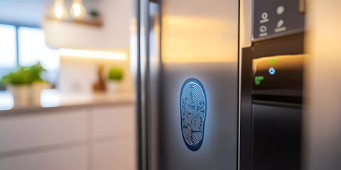 Smart Refrigerator with Biometric Lock – Secure Kitchen Technology – Modern Home Appliance


