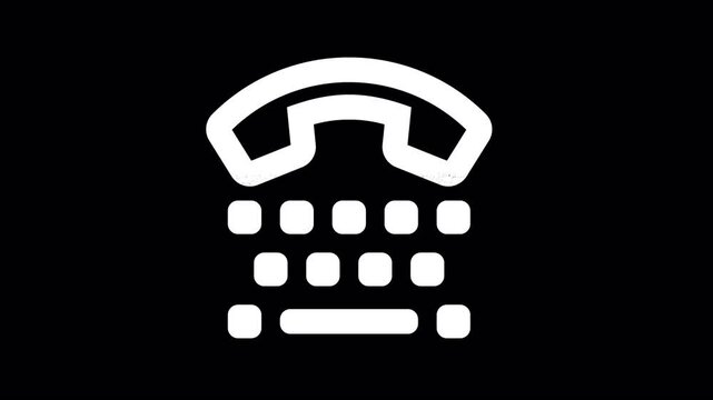 Icon tty is distorted. Glitch. Noise, chromatic aberration, geometric distortion. Transparent background, looped. In-Out looped. Alpha BW at the end