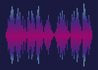 Sound waves equalizer. Frequency audio waveform, music wave or voice graph signal in HUD style. Abstract sound wave stripe lines. Volume level symbol. Vector cartoon illustration