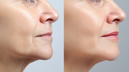 Correct the oval of the face, change the shape of the cheekbones and cheeks, fill in the eyebrow wrinkles and nasolabial folds, lip enhancement. Filler in cosmetology. Hyaluronic acid gel. Injection