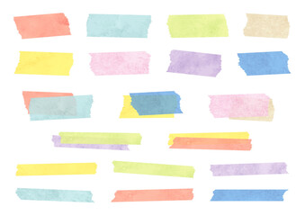 水彩のシンプルなマスキングテープイラストセット