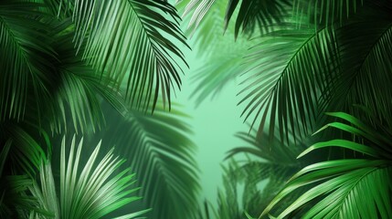 Lush Tropical Palm Leaves  Green Foliage Background