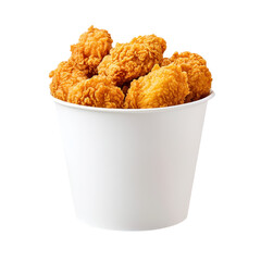 Bucket full of crispy fried chicken on a transparent background. Delicious and tempting fast food.