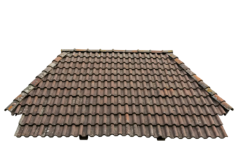Detailed View of a Traditional Rooftop with Clay Tiles in Rustic Brown Shades, Showcasing the Texture and Patterns of Roof Construction