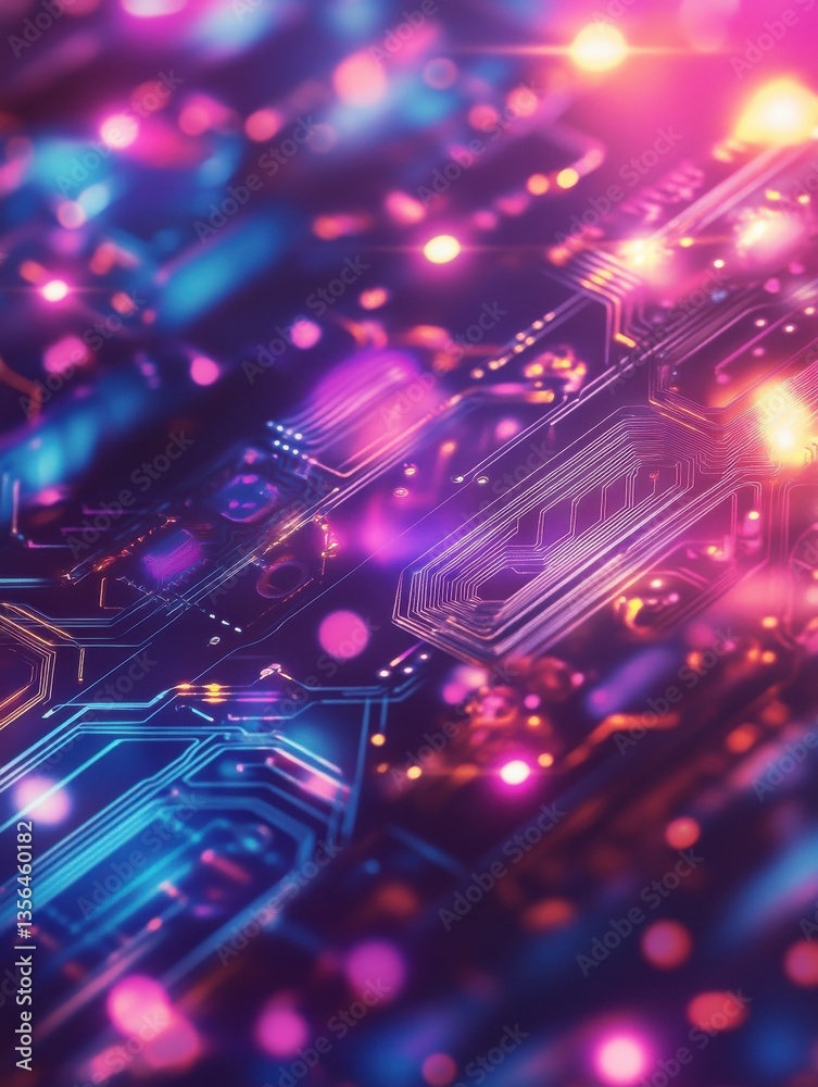  abstract digital background with soft gradients and circuit-like patterns.