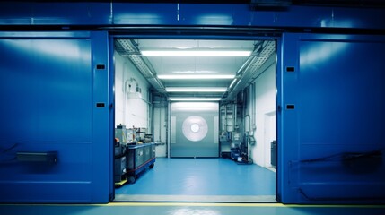 Obraz premium Sliding Doors Leading to a Modern Industrial Interior