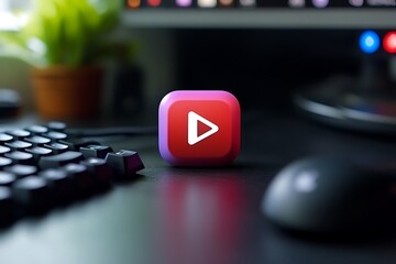 Play Button on Desk.