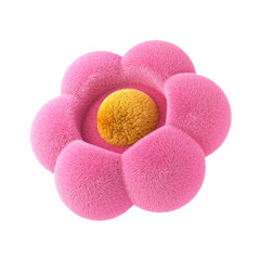 Pink fluffy flower on white background. 3d render.