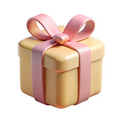 Gift of Elegance A beautifully wrapped gift box with a delicate pink ribbon is presented in a soft and warm palette, exuding an atmosphere of generosity and excitement. 