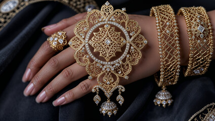 gold bracelet on the hand