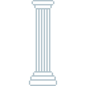 Pixel art greek column isolated. 8 bit classical order. Lonic column