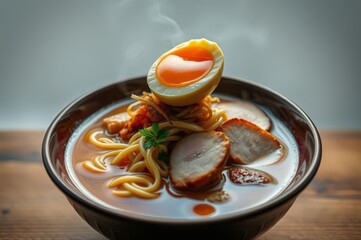 Vibrant Japanese ramen bowl