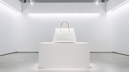 White Handbag in Minimalist Gallery Setting
