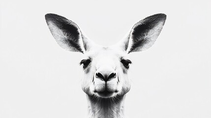 Monochromatic Kangaroo Portrait: A Striking Black and White Image of a Kangaroo