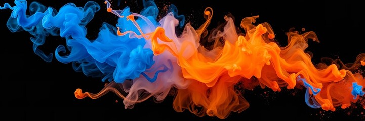 Fototapeta premium Abstract Blue and Red Smoke Swirls on Black Background