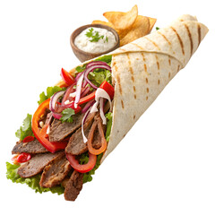 A taco that is made with chicken and vegetables