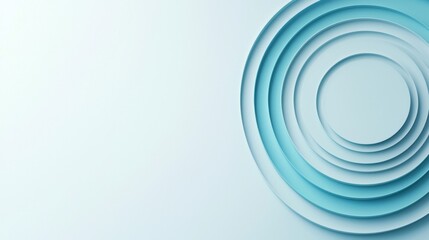 Obraz premium Soft Blue Background with Layered Circular Paper Cutouts Creating a Three-Dimensional Effect in a Minimalistic Style