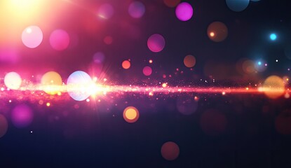 Abstract vibrant bokeh background.  Dynamic light trails and particles