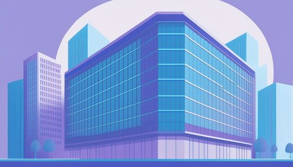 Fototapeta premium Office building abstraction in vibrant hues, simple geometric vector look