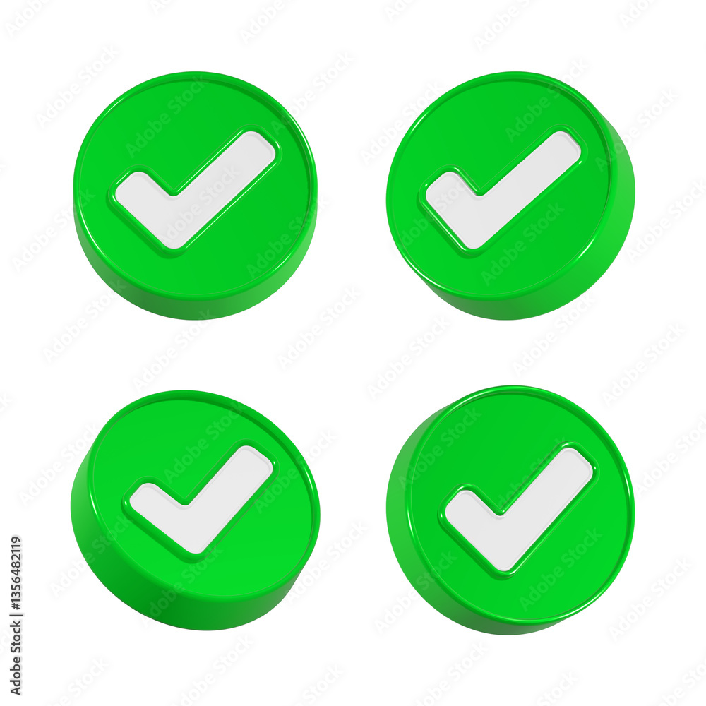 Wall mural checkmark icon 3d rendering realistic