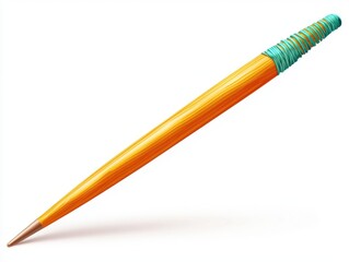 Brightly Colored Artistic Pen with Unique Design and Textured Grip Isolated on White Background for Creative Projects