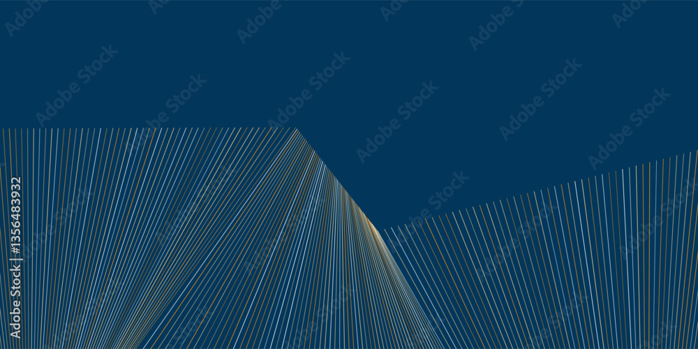 Wall mural a sleek blue abstract background with converging lines and smooth gradients. the dynamic design and 