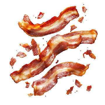 Crispy Bacon Strips Falling Delicious Breakfast Food,