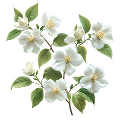 Fototapeta premium White Blossoms Branch Spring Flowers Nature Botanical Illustration,