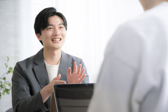 Business image of men and meetings with young job seekers who receive job change and career counseling.