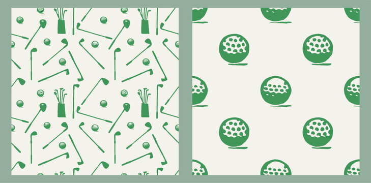 Golf Golfing balls and clubs Elegant Sport Seamless Pattern Vector Illustration