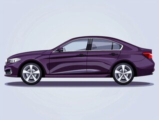 Fototapeta premium Sleek Purple Sedan with Modern Design on Minimalist Background for Automotive Concept and Promotion