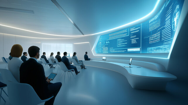 Participants engage in a professional HR training with digital displays and interactive discussions Generative AI