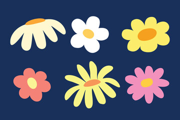 Abstract doodle flower and floral hand drawn with color for element and illustration