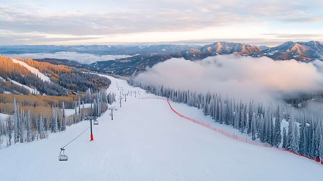 Sunrise Ski Slope Aerial View.
